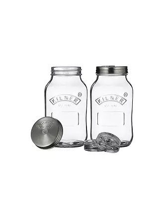 KILNER | Kit de fermentation avec 2 bocaux 1l en verre/acier inoxydable | 
